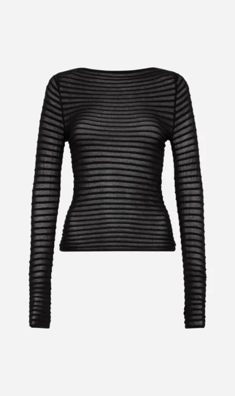 St. Agni | Sheer Stripe Top - Black sold by Sister & Co
