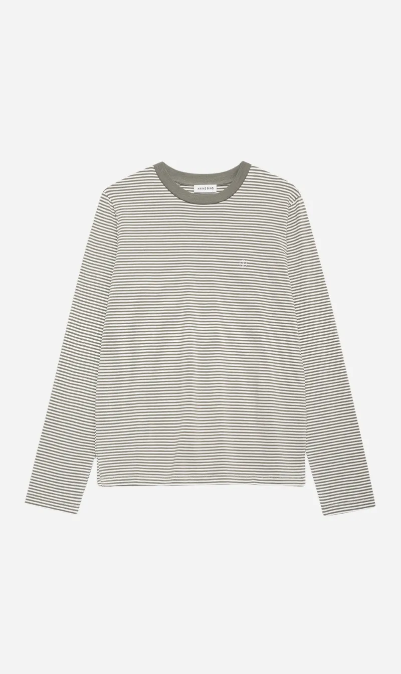 Anine Bing | Rylan Tee - Olive & Ivory Stripe sold by Sister & Co