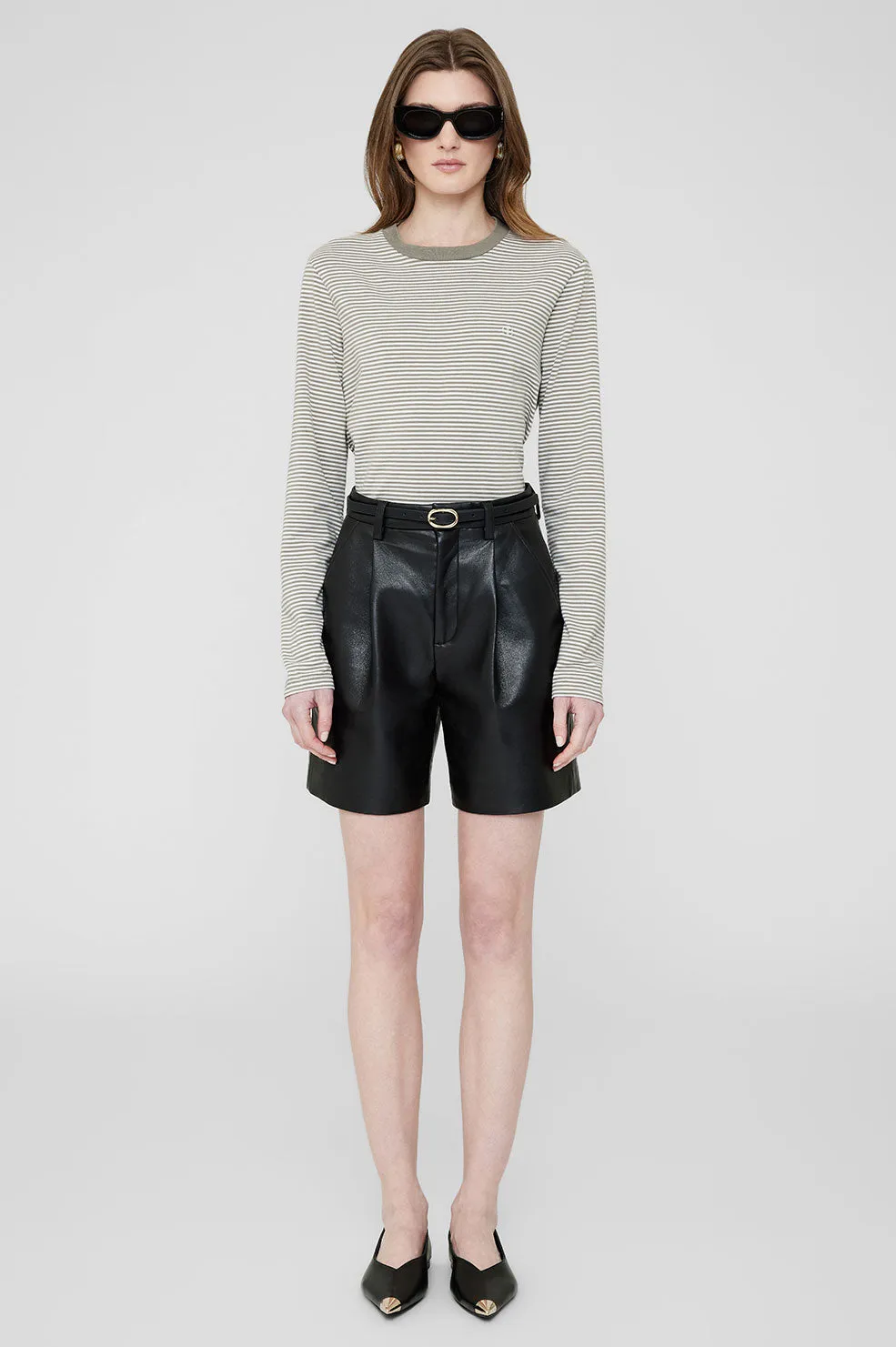 Anine Bing | Rylan Tee - Olive & Ivory Stripe sold by Sister & Co product image thumbnail 3