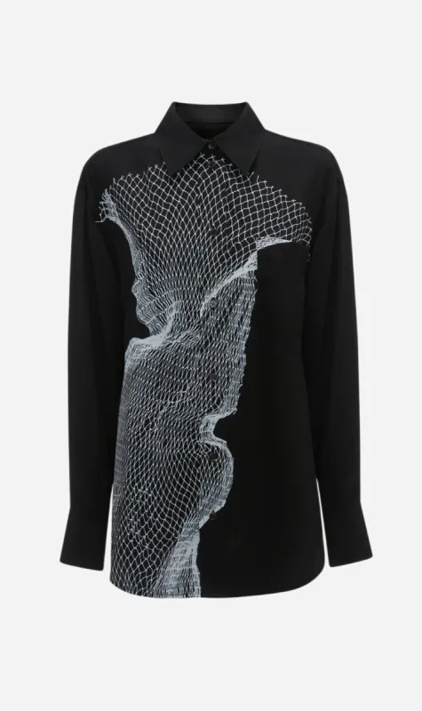 Victoria Beckham | Long Sleeve Pyjama Shirt - Black/White sold by Sister & Co