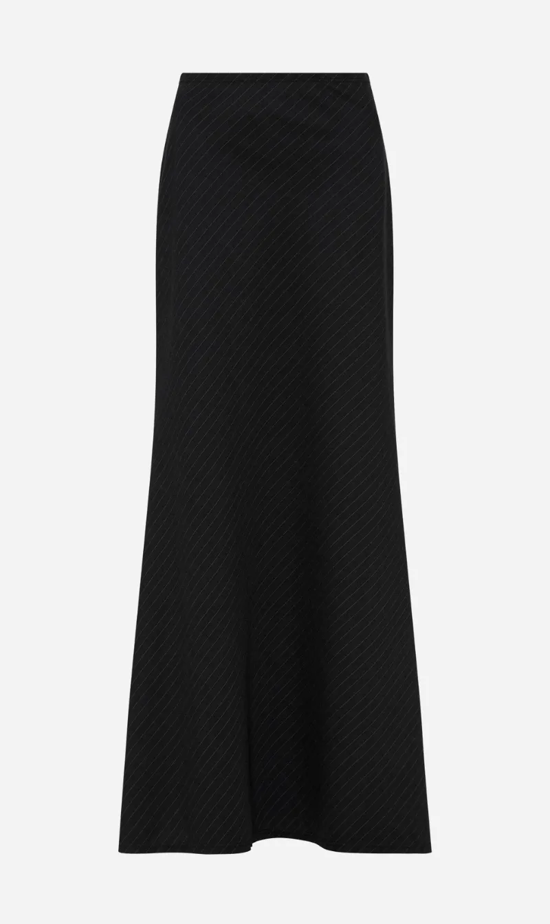 St Agni | Pinstripe Maxi Skirt - Black sold by Sister & Co
