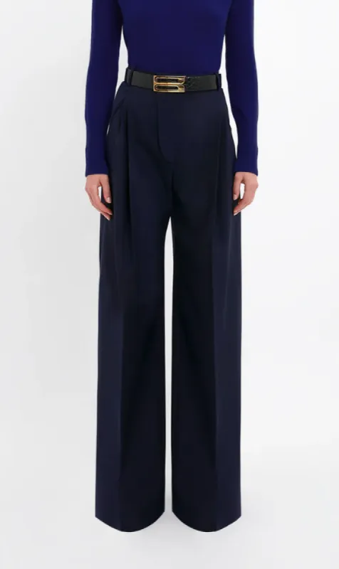 Victoria Beckham | Wide Leg Trouser - Midnight sold by Sister & Co