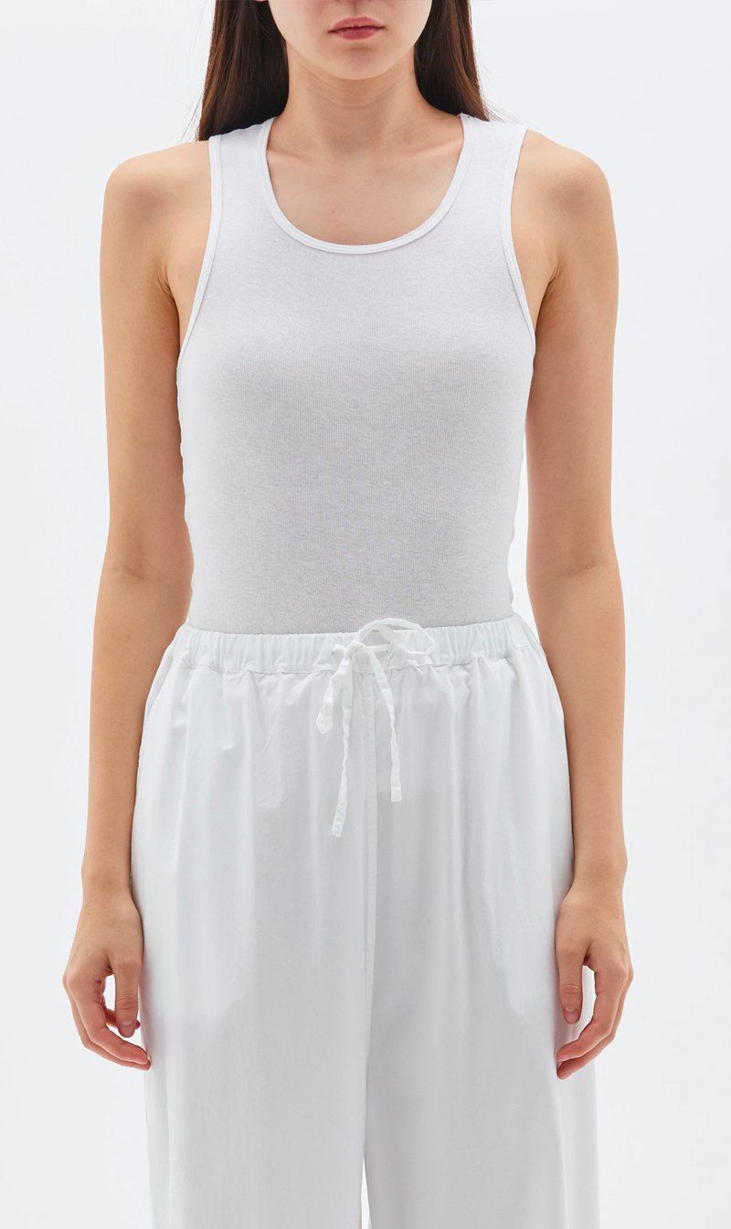 Bassike | Layering Superfine Rib Tank - White sold by Sister & Co