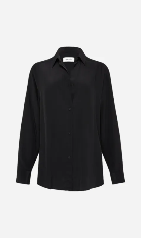 Matteau | Long Sleeve Silk Shirt - Black sold by Sister & Co