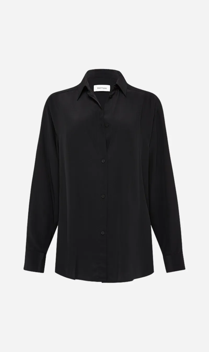 Matteau | Long Sleeve Silk Shirt - Black sold by Sisters & Co