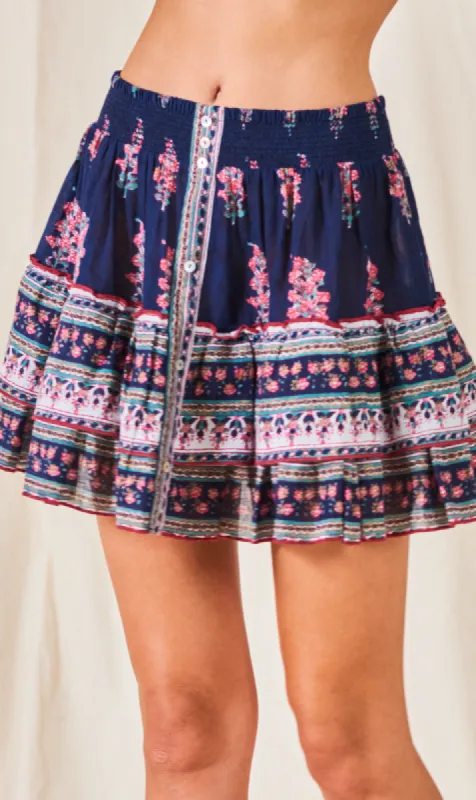 M.A.B.E | Flori Print Mini Skirt - Indigo sold by Sister & Co