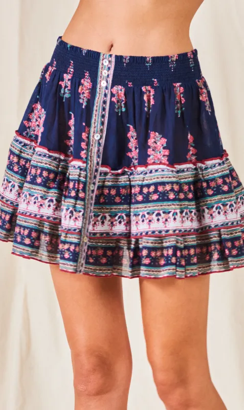 M.A.B.E | Flori Print Mini Skirt - Indigo sold by Sister & Co