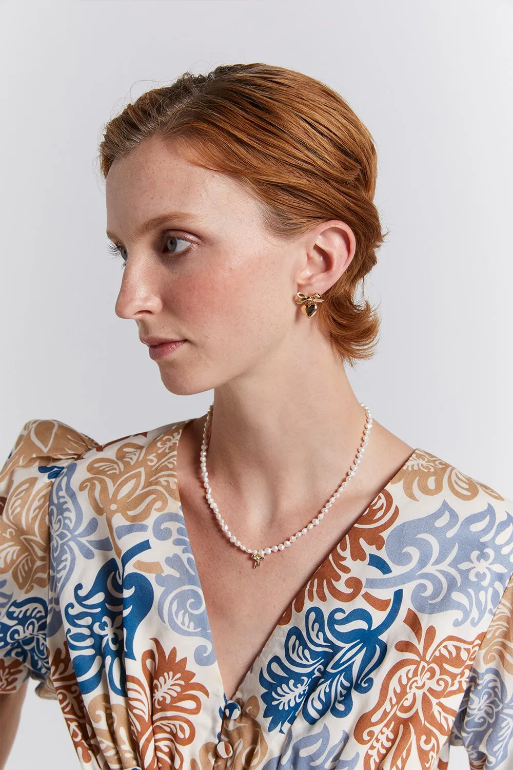 Karen Walker | Petite Bow with Pearls Necklace - Silver sold by Sister & Co product image thumbnail 2