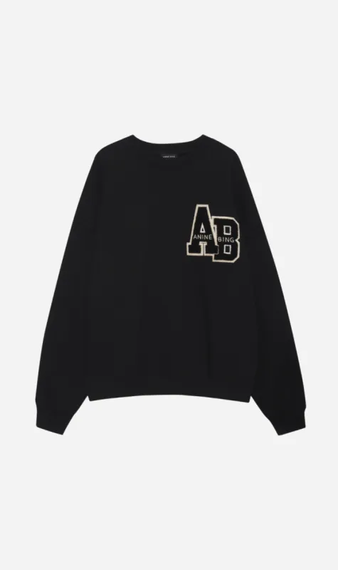 Anine Bing | Miles Oversized Sweatshirt Letterman - Black sold by Sister & Co