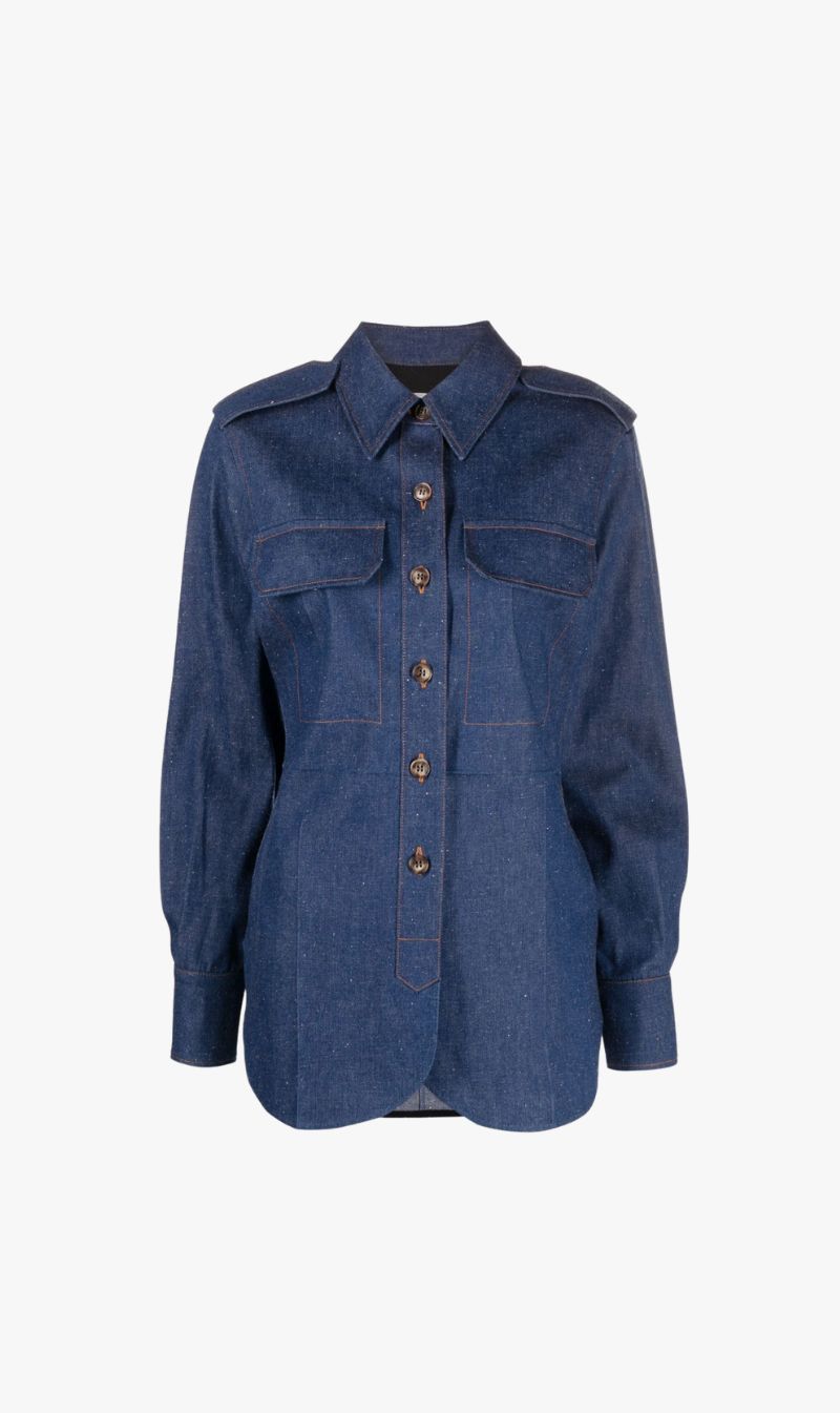 Victoria Beckham | Relaxed Denim Shirt - Serge Blue sold by Sister & Co