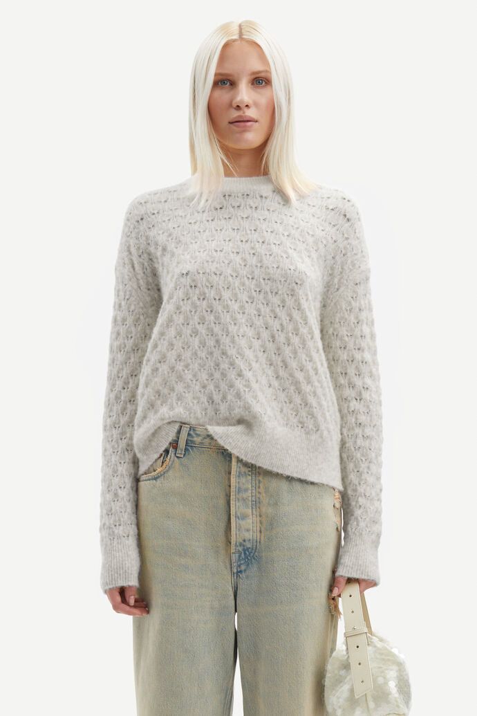 Samsoe Samoe | Saanour Pointelle Sweater - White Mel. sold by Sister & Co product image thumbnail 2