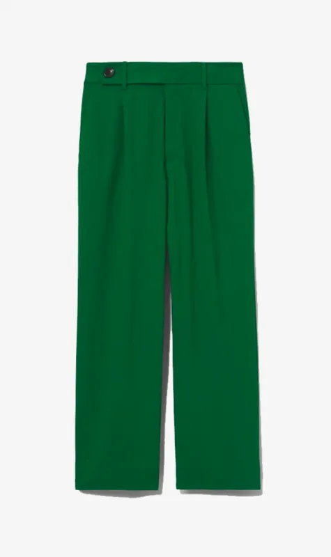 Proenza Schouler White Label | Drapey Suiting Wide Leg Pant - Green sold by Sister & Co