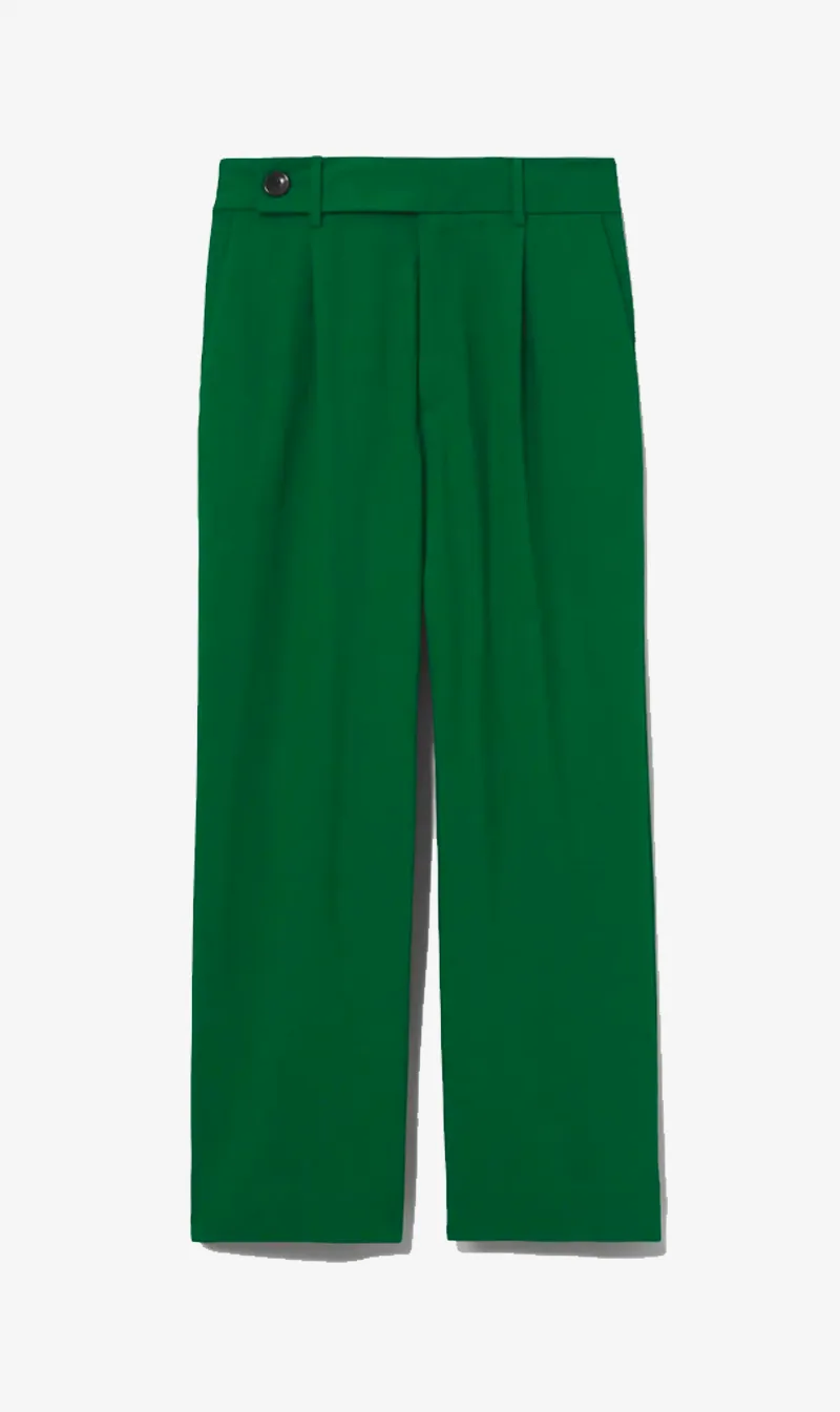 Proenza Schouler White Label | Drapey Suiting Wide Leg Pant - Green sold by Sister & Co