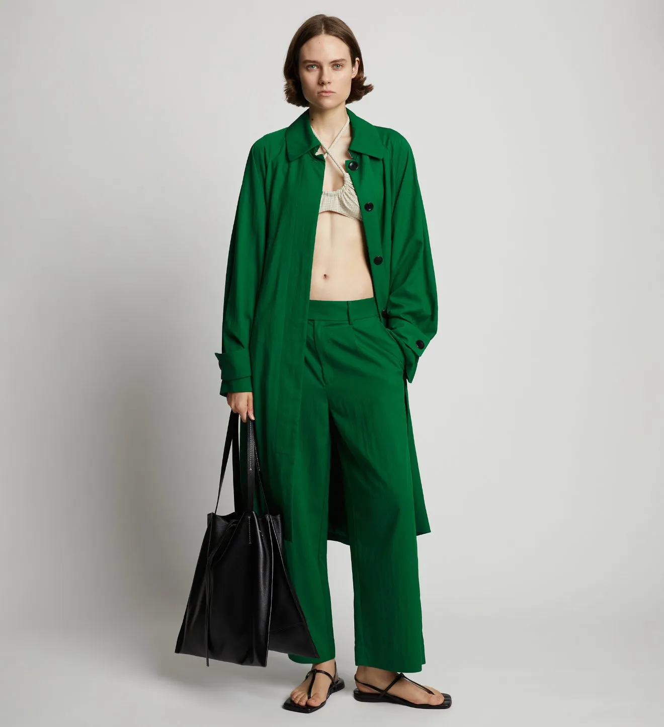 Proenza Schouler White Label | Drapey Suiting Wide Leg Pant - Green sold by Sister & Co product image thumbnail 2