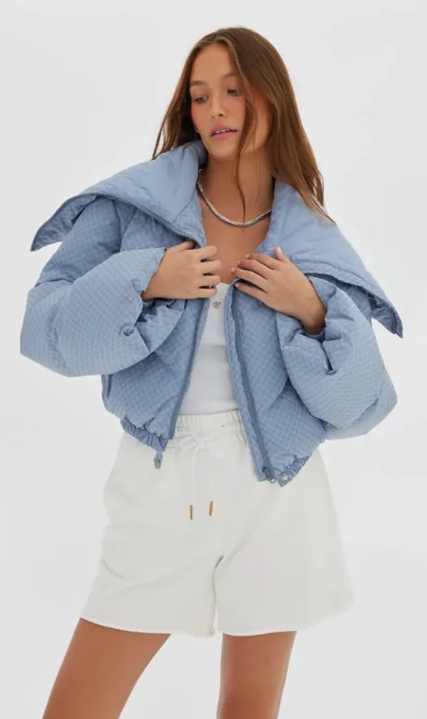 Toast Society | Checkered Puffer Jacket - Blue sold by Sister & Co