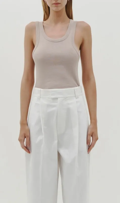 Bassike | Slim Superfine Rib Tank - Light Hazelnut sold by Sister & Co