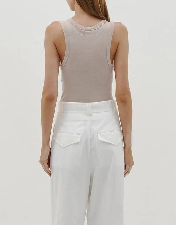 Bassike | Slim Superfine Rib Tank - Light Hazelnut sold by Sister & Co product image thumbnail 2