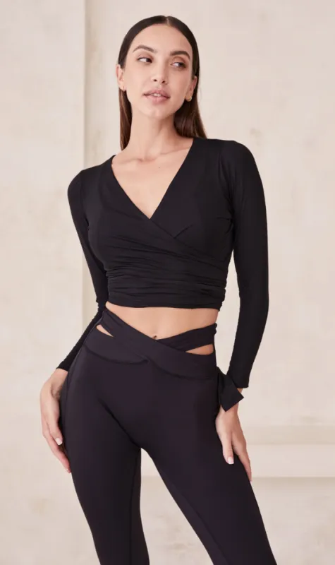 108 Sportif | Valerie Wrap Top - Black sold by Sister & Co