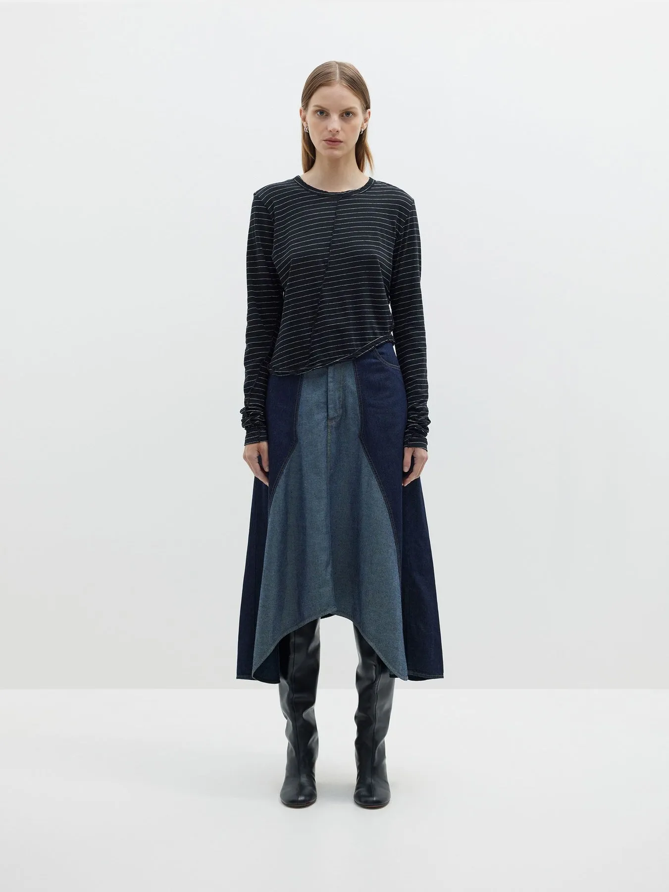 Bassike | Stripe Athletic Long Sleeve T.Shirt - Black/White sold by Sister & Co product image thumbnail 2