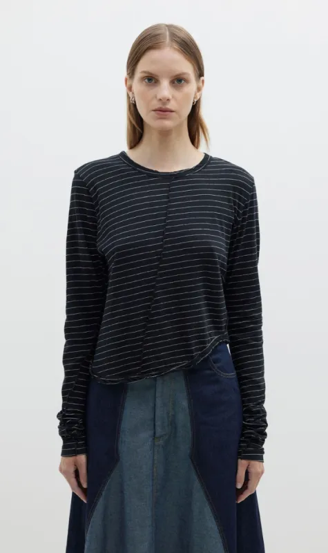 Bassike | Stripe Athletic Long Sleeve T.Shirt - Black/White sold by Sister & Co