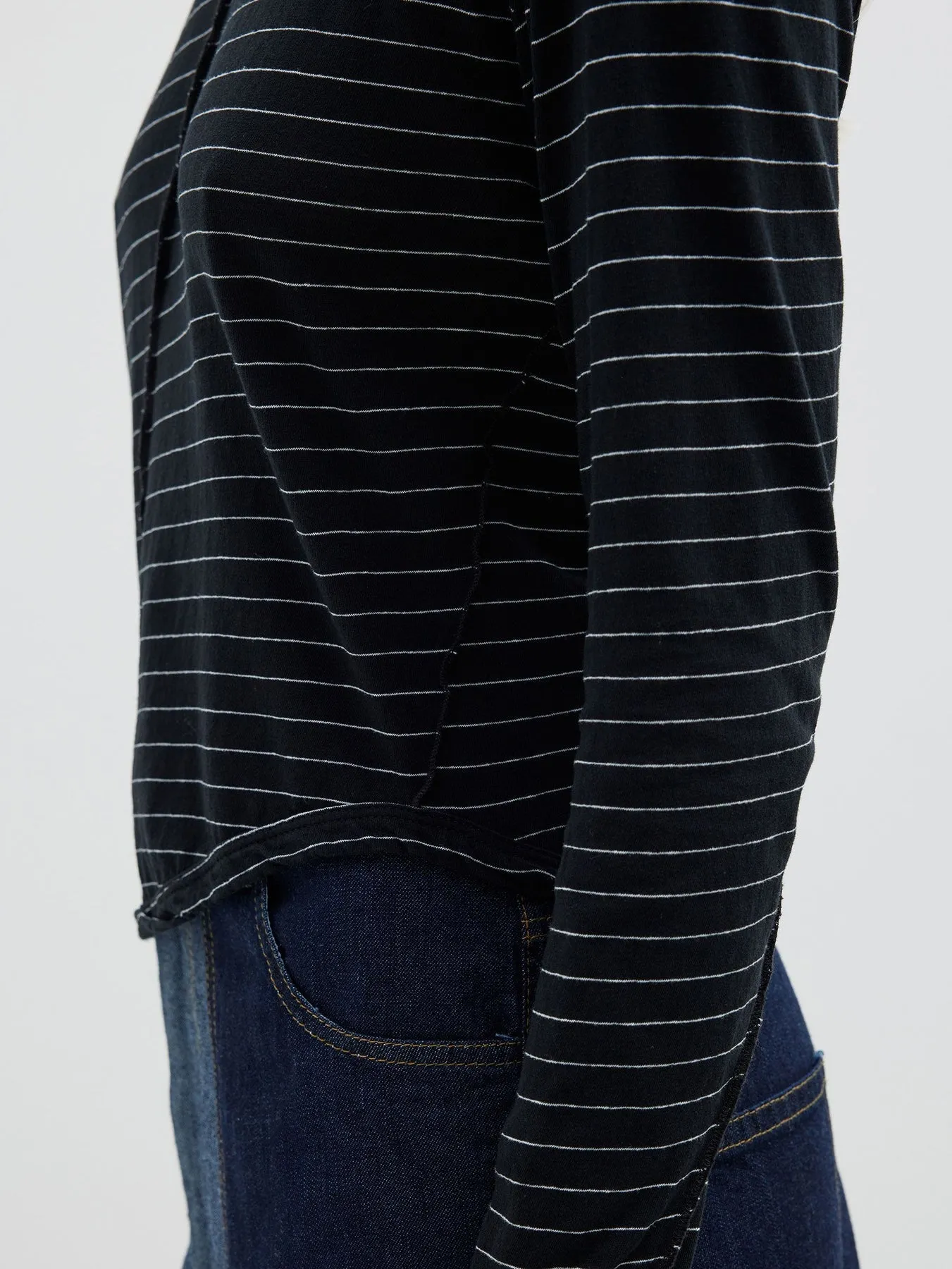 Bassike | Stripe Athletic Long Sleeve T.Shirt - Black/White sold by Sister & Co product image thumbnail 3