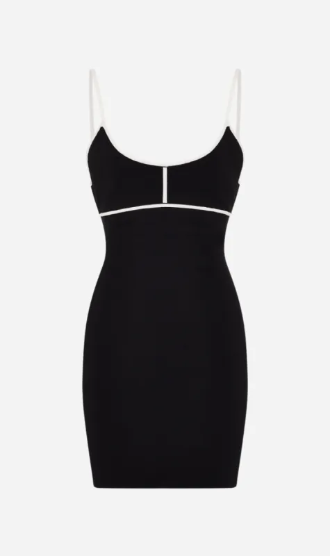 Paris Georgia | Elemental Colour Contrast Mini Dress - Black/Ecru sold by Sister & Co