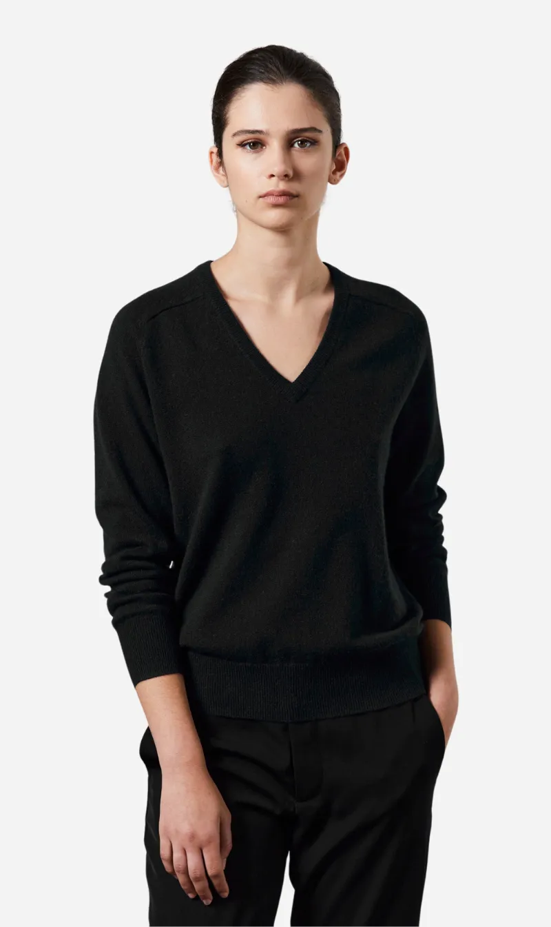 Laing | Amy Cashmere V Neck - Black sold by Sister & Co
