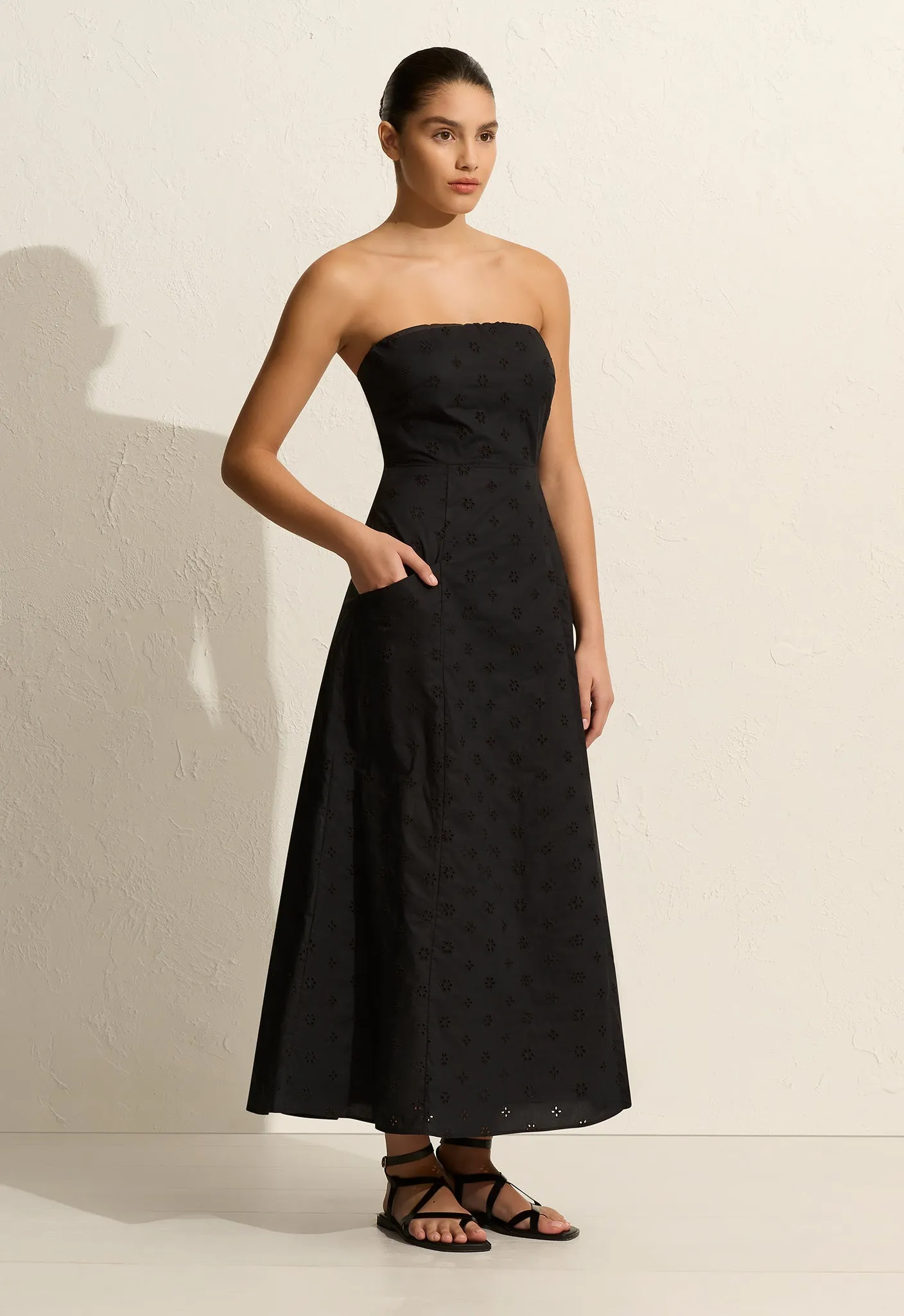 Matteau | Broderie Strapless Dress - Floral Broderie Black sold by Sister & Co product image thumbnail 2