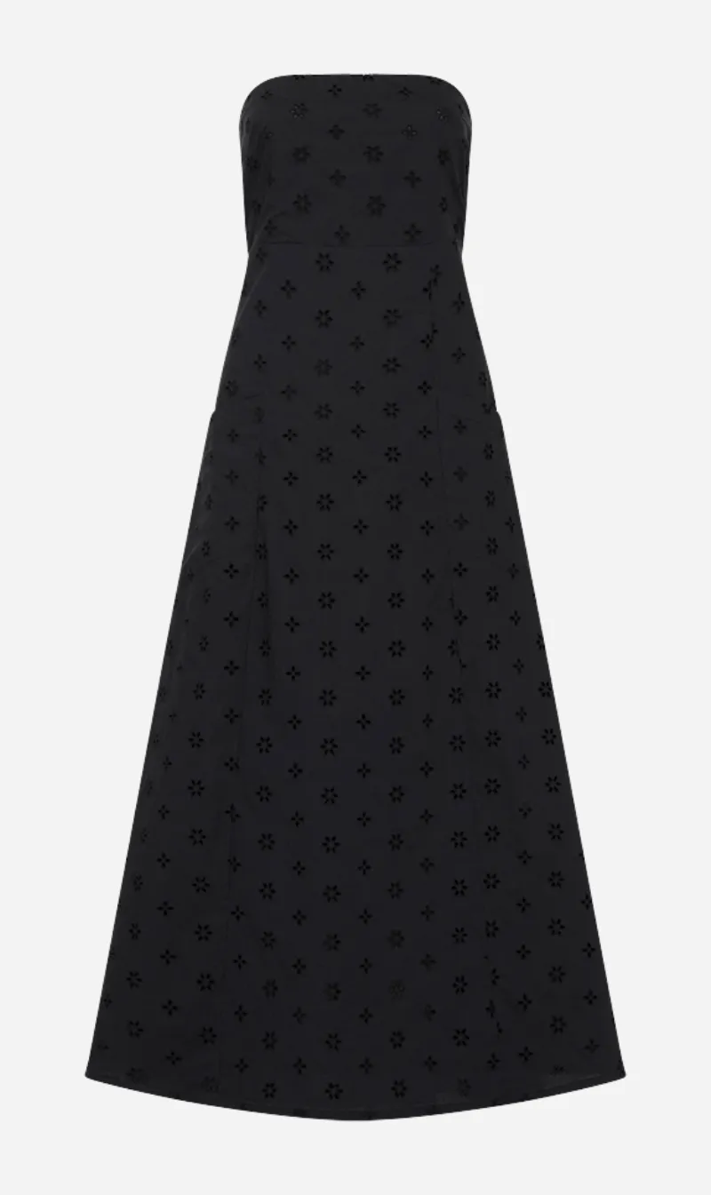 Matteau | Broderie Strapless Dress - Floral Broderie Black sold by Sister & Co