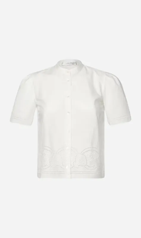 Frame | Embroidered Short Sleeve Shirt - White sold by Sister & Co