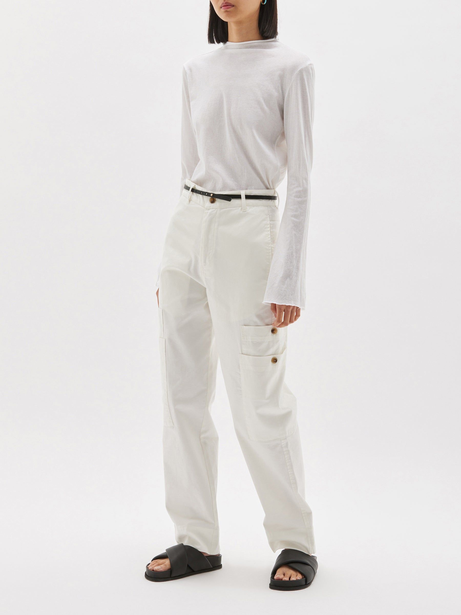 Bassike | Raised Neck LS Shirt - White sold by Sister & Co product image thumbnail 2