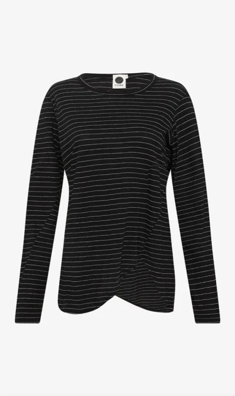 Bassike | Stripe Scoop Hem L/s T.Shirt - Black/White sold by Sister & Co