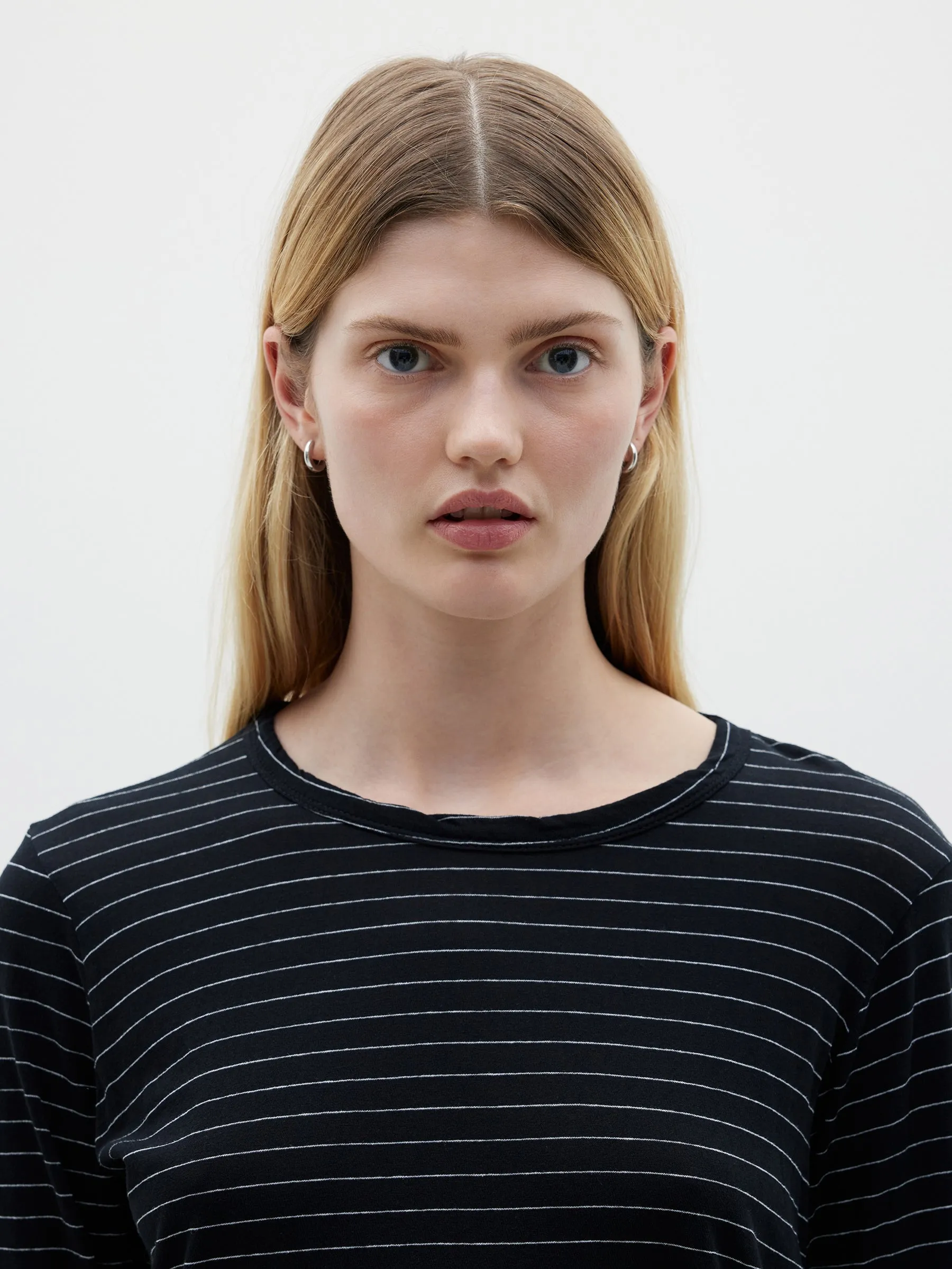 Bassike | Stripe Scoop Hem L/s T.Shirt - Black/White sold by Sister & Co product image thumbnail 5