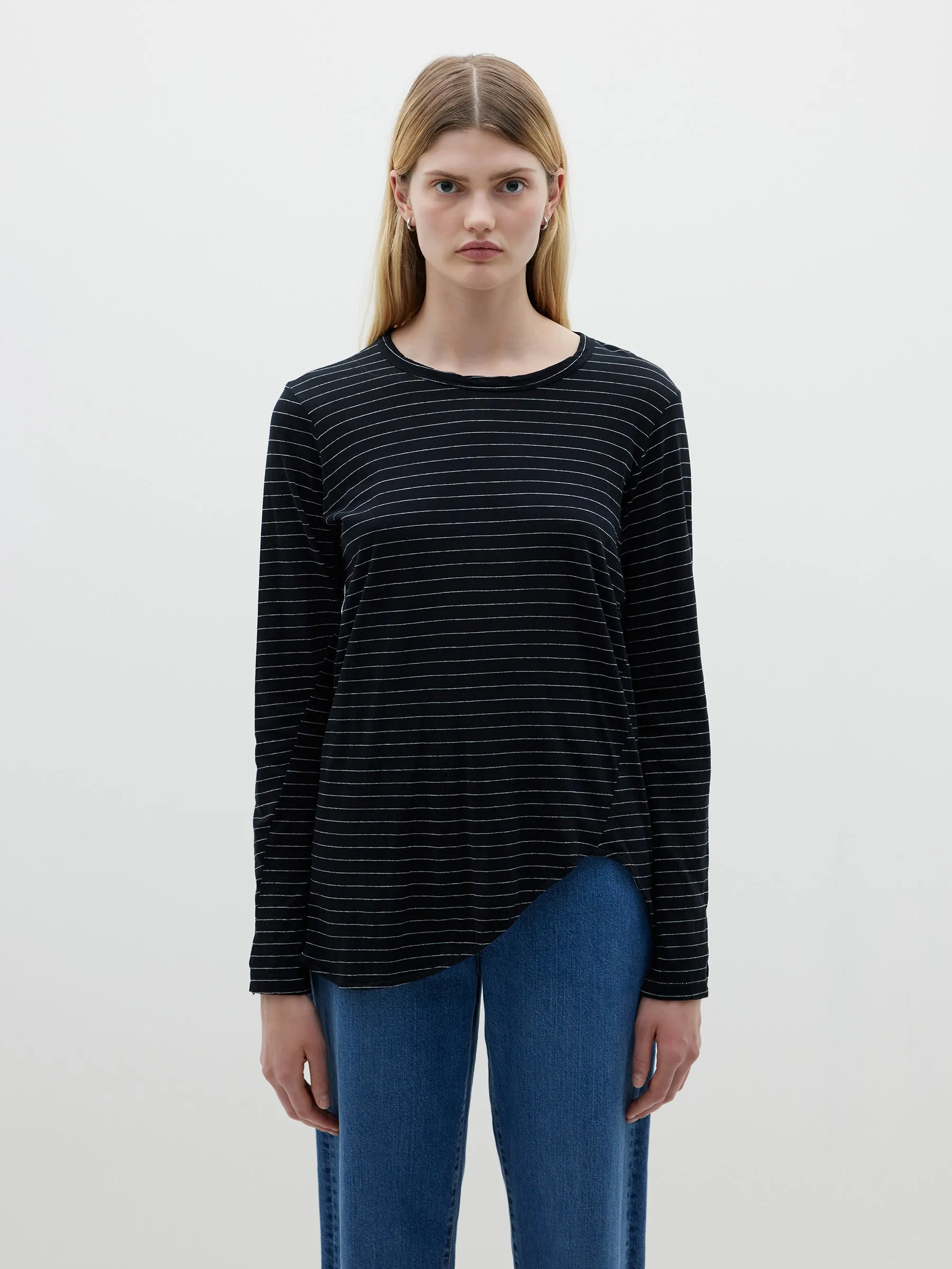 Bassike | Stripe Scoop Hem L/s T.Shirt - Black/White sold by Sister & Co product image thumbnail 3