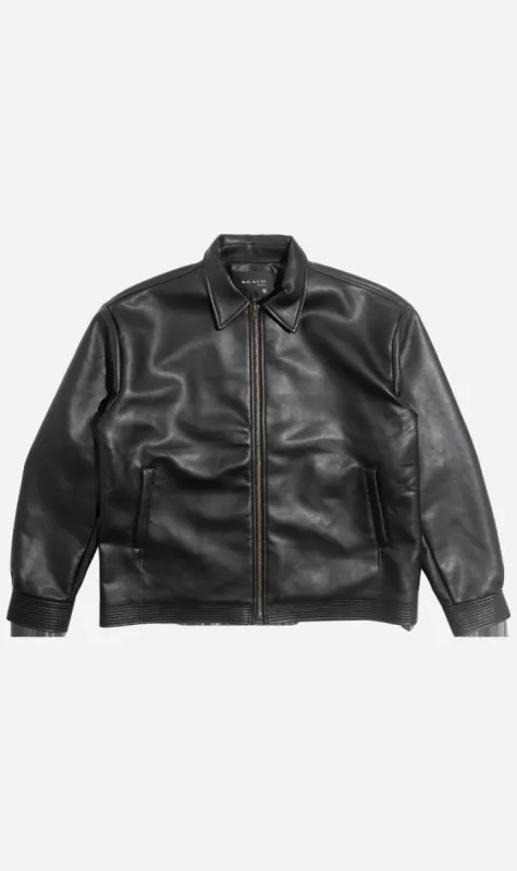 Beach Brains | Faux Leather Jacket - Black sold by Sister & Co