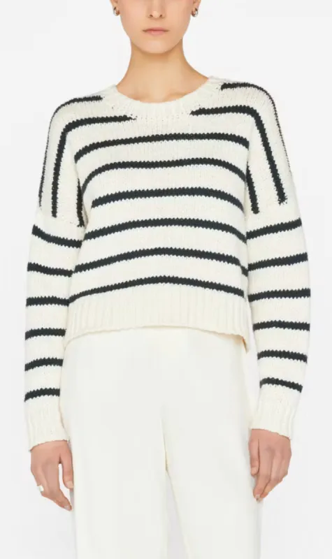 Frame Denim | Oversized Crop Crew Sweater - Navy Multi sold by Sister & Co