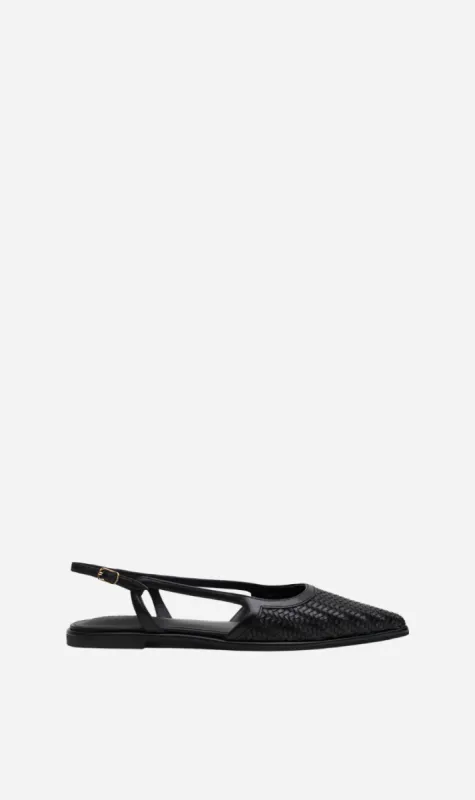 La Tribe | Woven Sling Back Flat - Black sold by Sister & Co