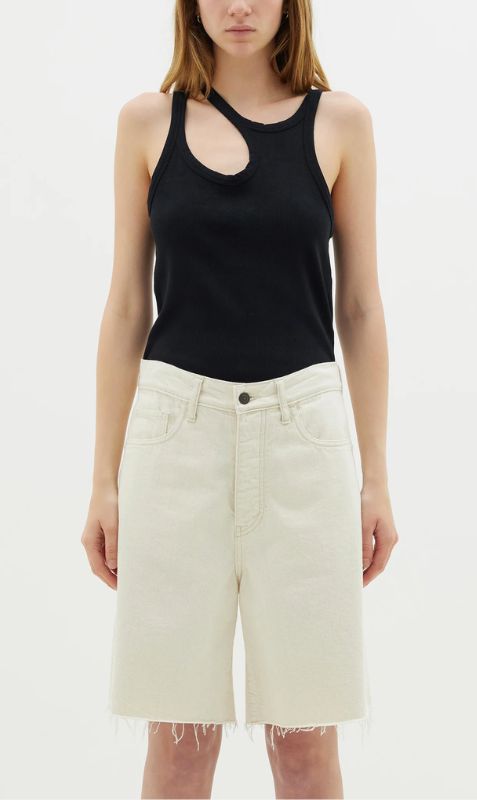 Bassike | Cut Out Mini Rib Tank - Black sold by Sister & Co