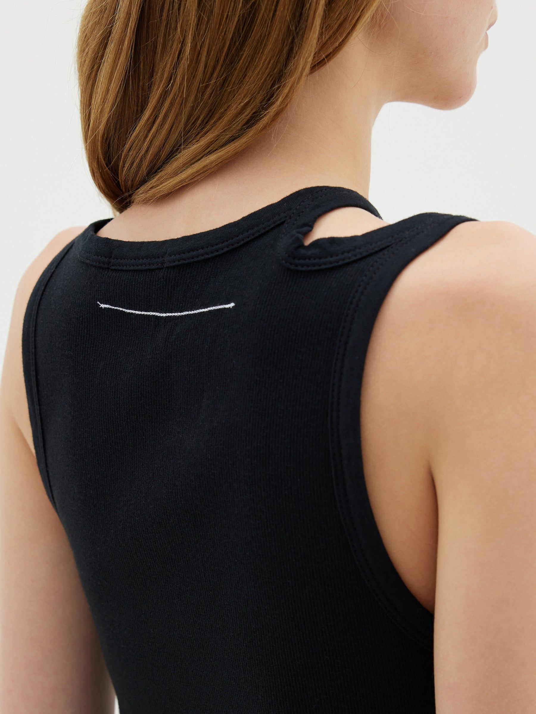 Bassike | Cut Out Mini Rib Tank - Black sold by Sister & Co product image thumbnail 4