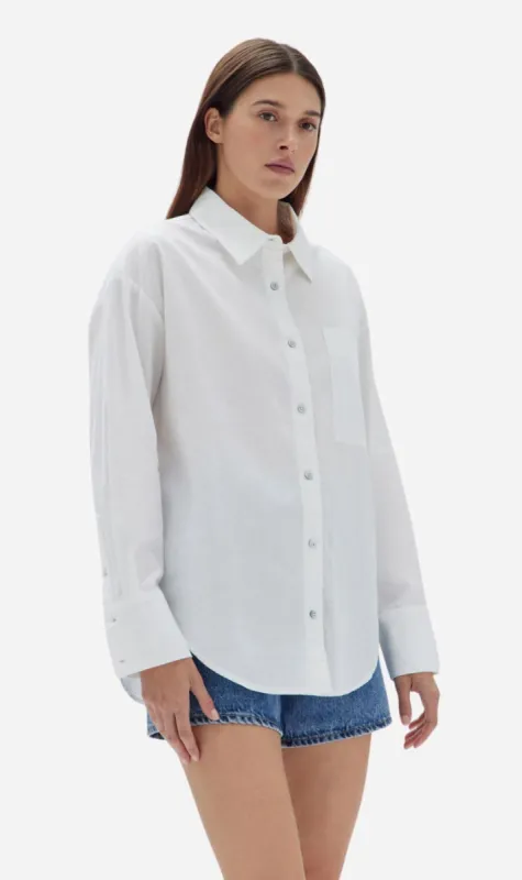 Assembly Label | Grace Linen Blend LS Shirt - White sold by Sister & Co
