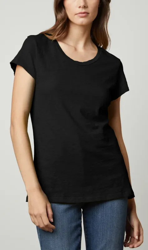 Velvet | Odelia Cotton Slub Crew Neck Tee - Black sold by Sister & Co