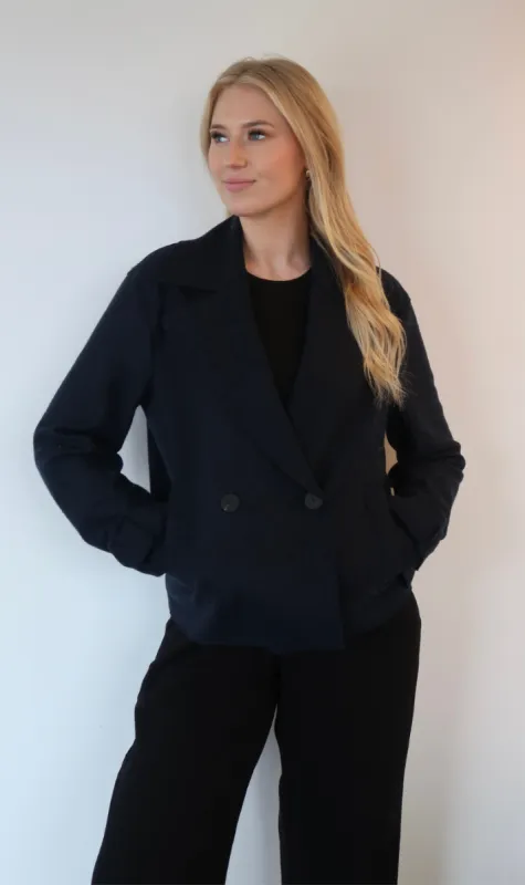 Harris Wharf London | Cropped Peacoat - Sea sold by Sister & Co
