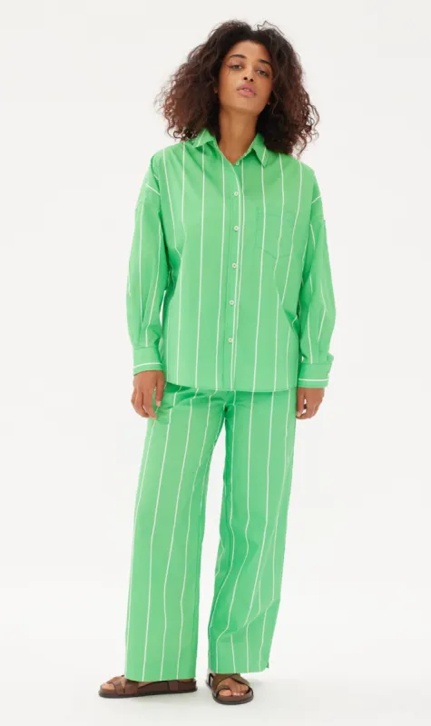 LMND | Chiara Shirt Wide Stripe - White/Verde sold by Sister & Co
