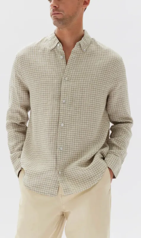 Assembly Label | Micro Check Long Sleeve Shirt - Moss Check sold by Sister & Co