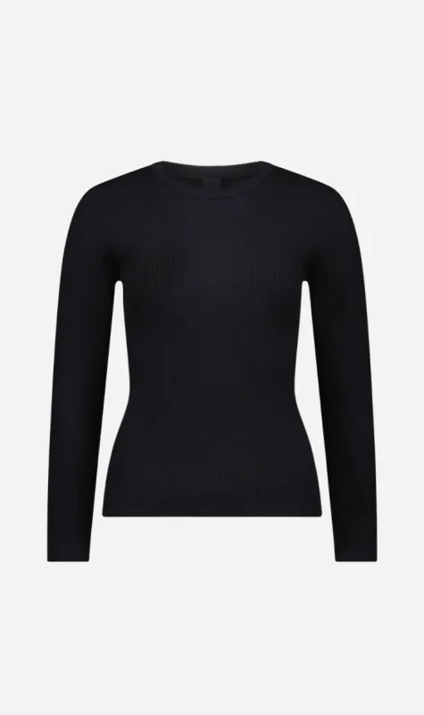 Dear Dylan | Silk Knit Long Sleeve Tee - Noir sold by Sister & Co