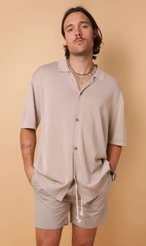 Kore Studios | Camper Knit Shirt - Beige sold by Sister & Co