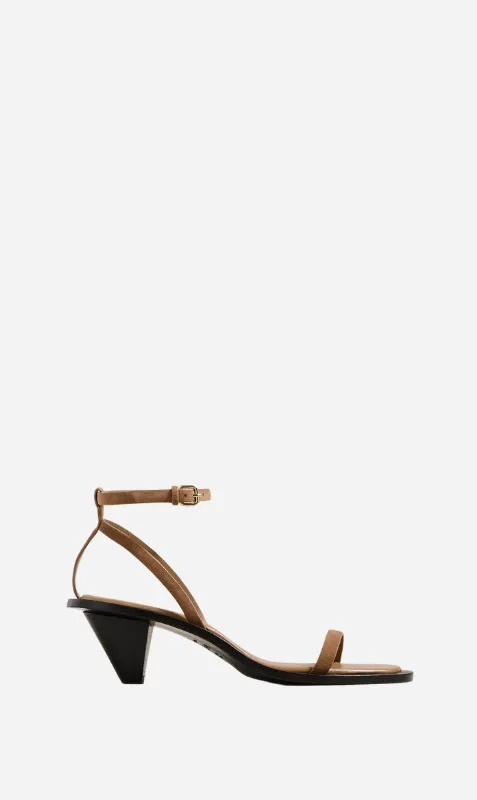 A.Emery | The Irving Heeled Sandal - Nutmeg Suede sold by Sisters & Co