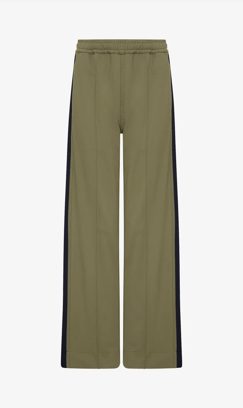Bassike | Twill Stripe Detail Pant - Khaki/Ink sold by Sister & Co