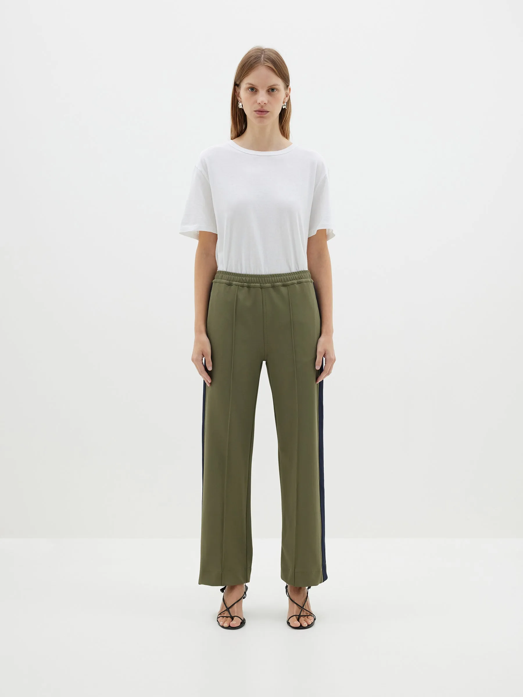 Bassike | Twill Stripe Detail Pant - Khaki/Ink sold by Sister & Co product image thumbnail 2