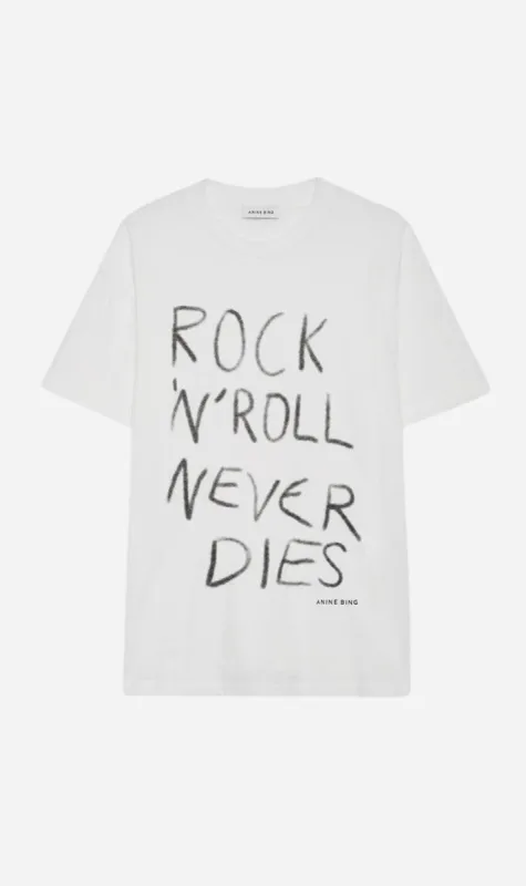 Anine Bing | Walker Tee Rock N Roll - Ivory sold by Sister & Co